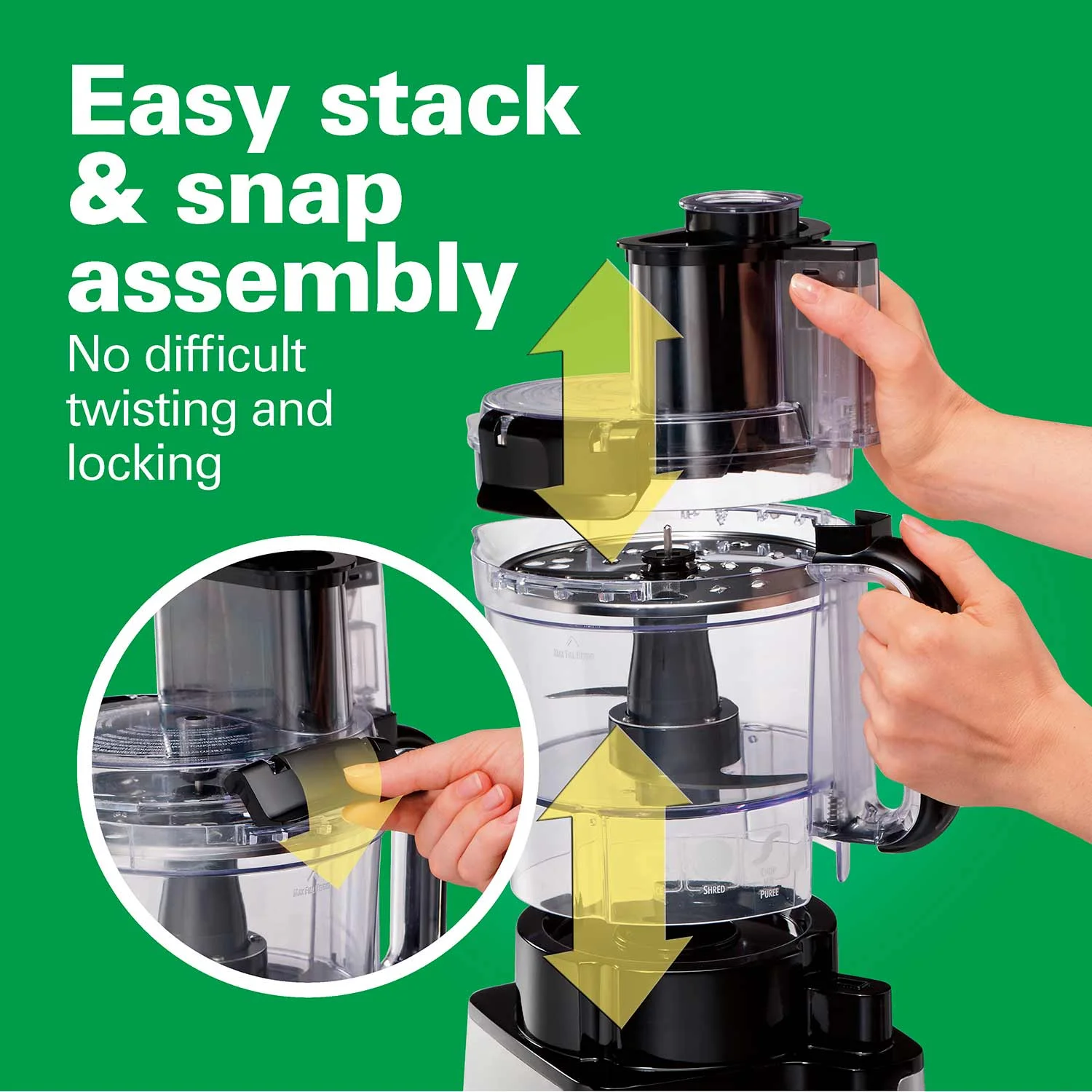 Alternative view of Hamilton Beach® Stack & Snap™ Food Processor, 12 Cup Capacity, Black & Stainless, 70725AG