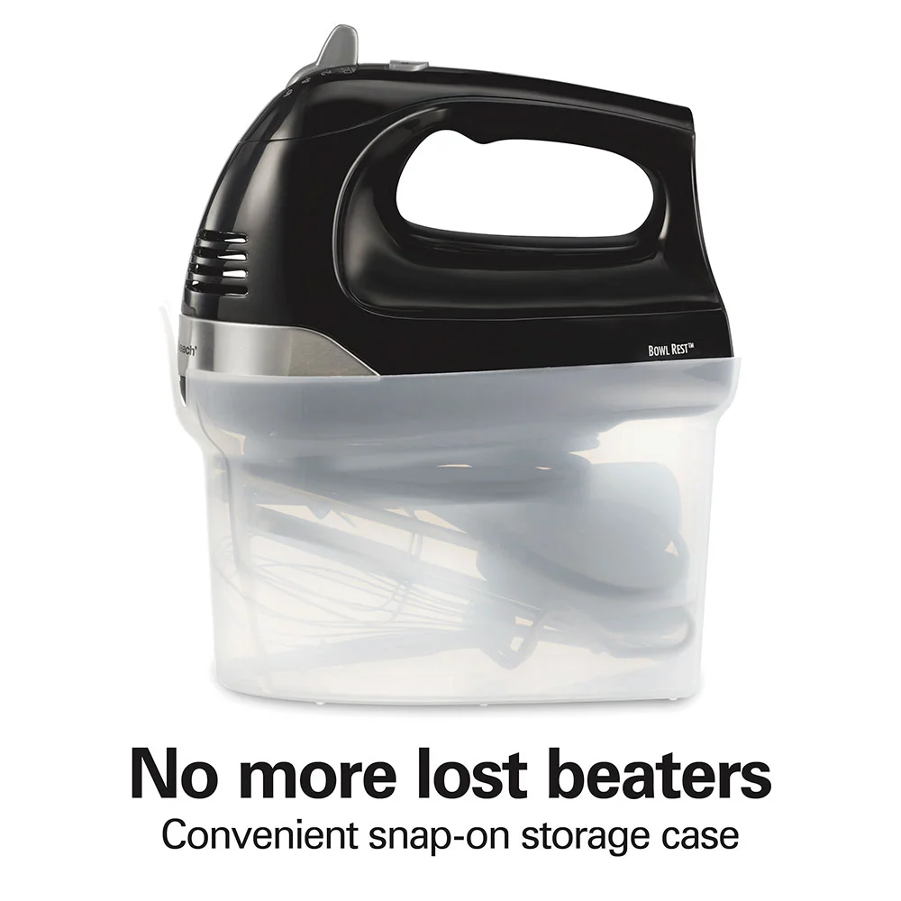 6 Speed Hand Mixer with Snap-On Case, Black - Image 3