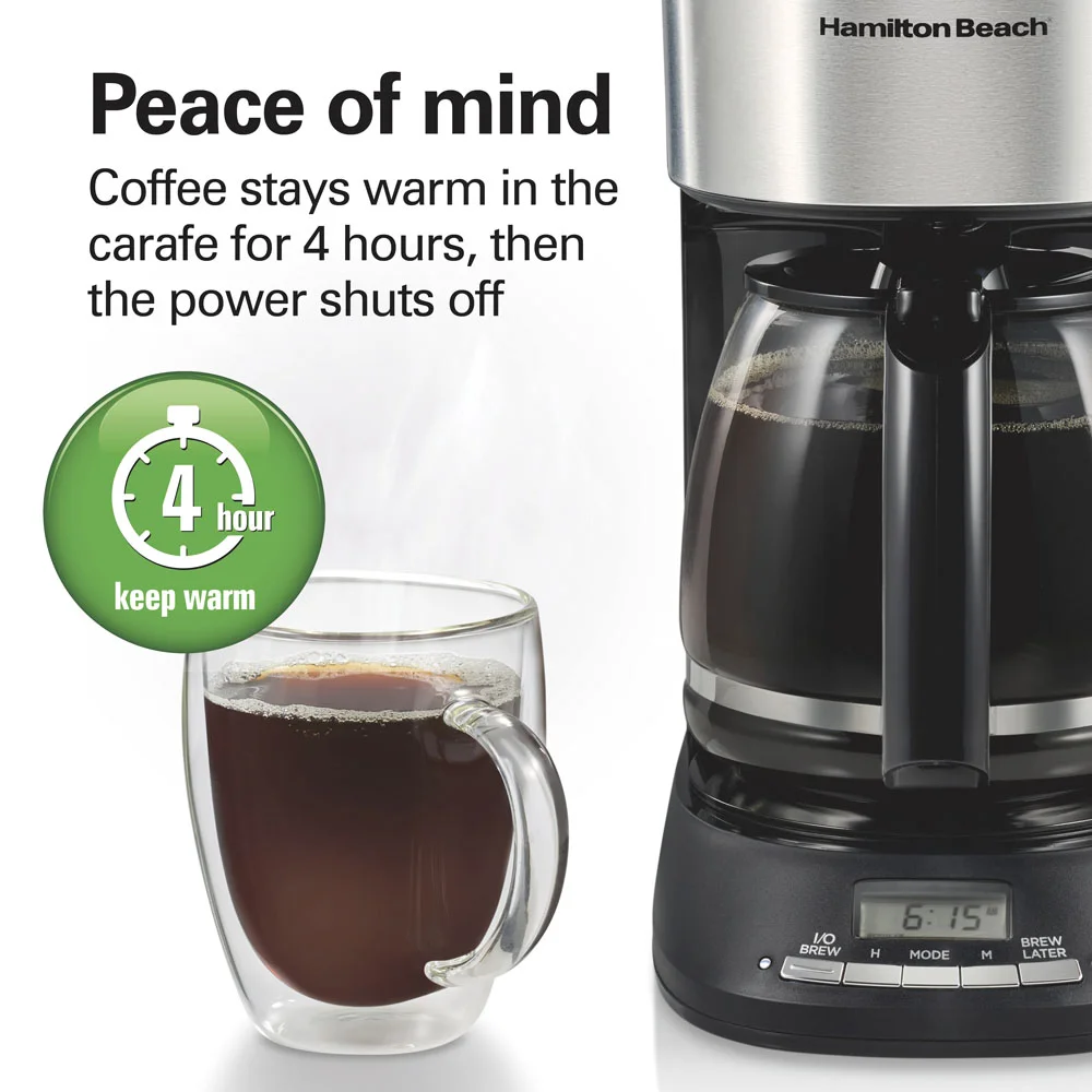 12 Cup Programmable Coffee Maker, Matte Black - Image 5