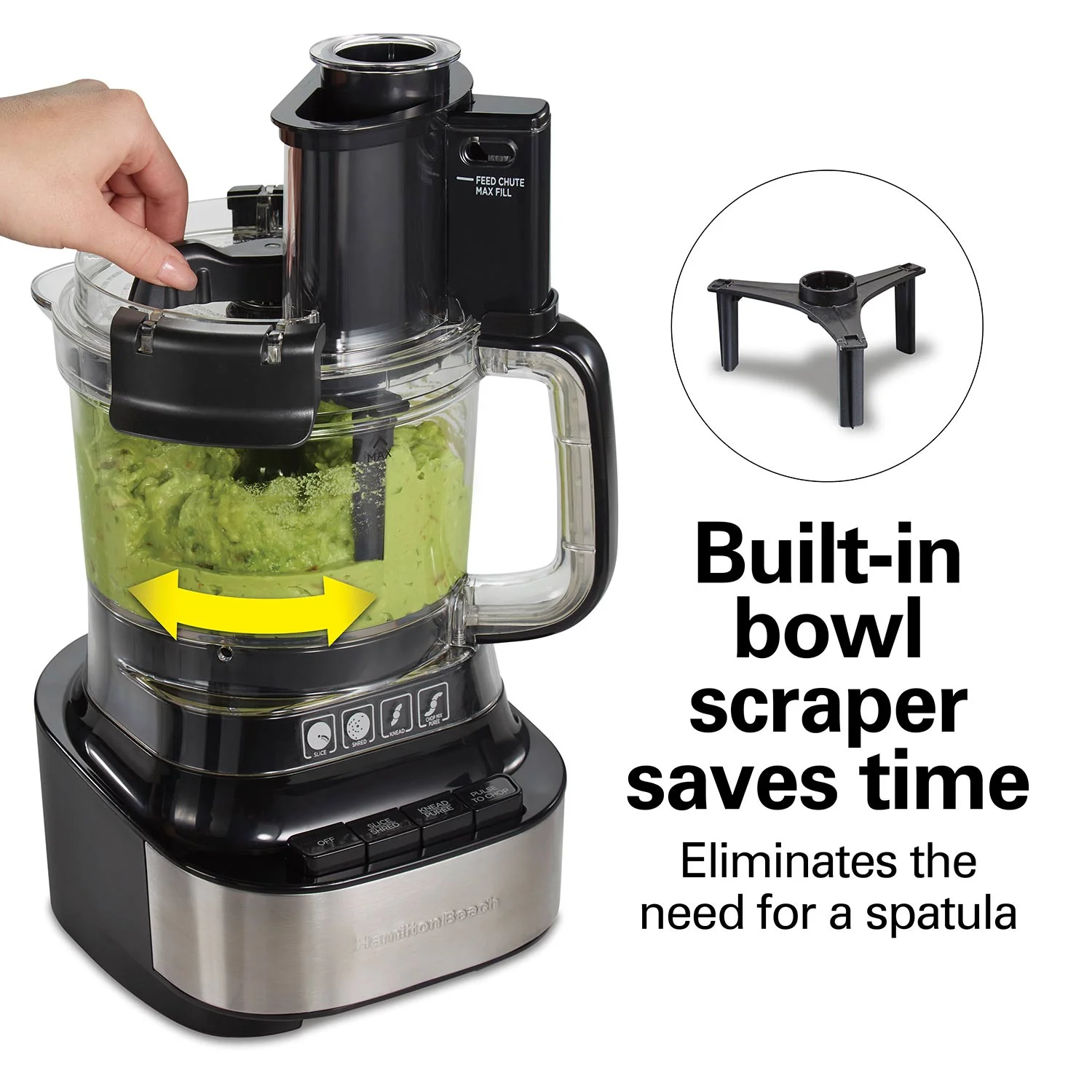 Alternative view of Hamilton Beach® Stack & Snap™ 10-Cup Food Processor with Bowl Scraper, Black, R70822