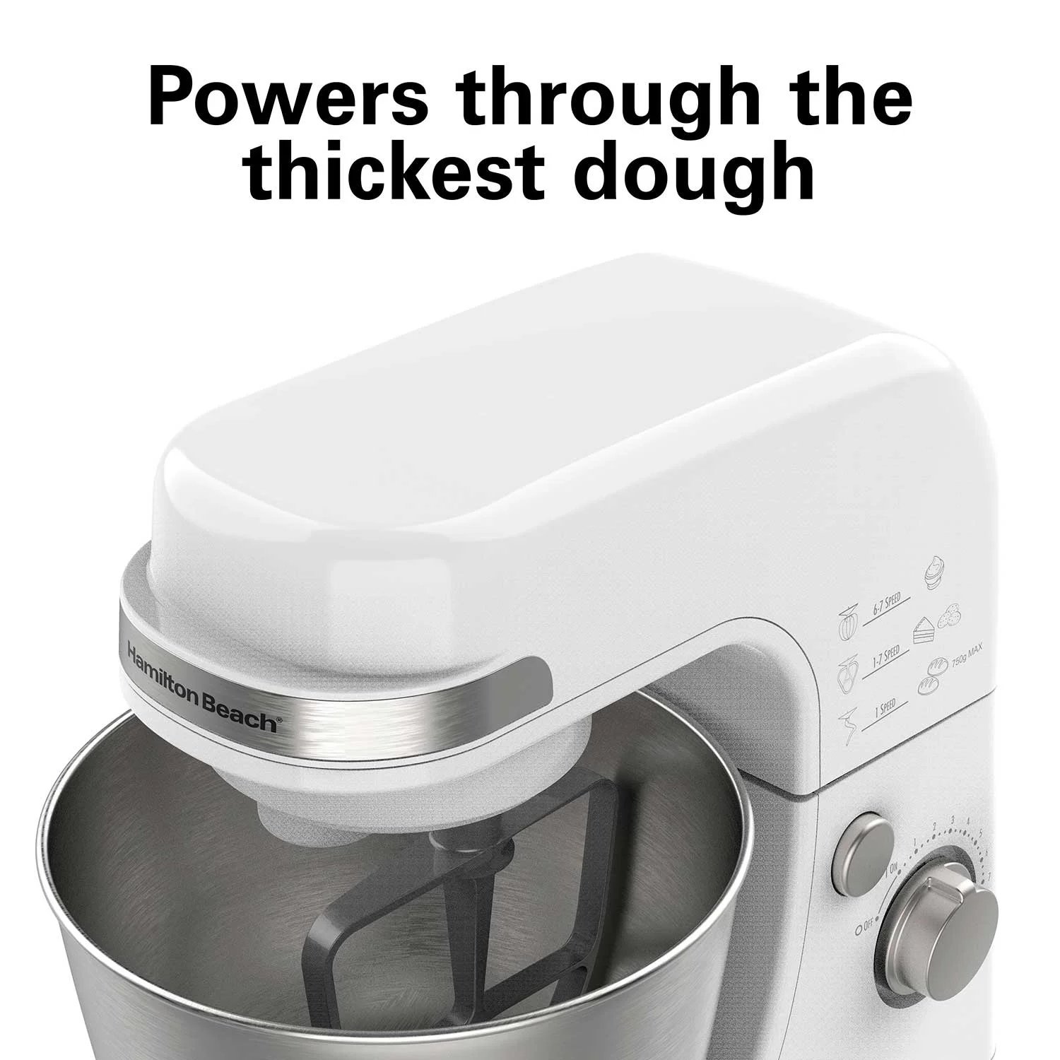 7 Speed Mixer, 4 Quart Capacity, White - Image 3