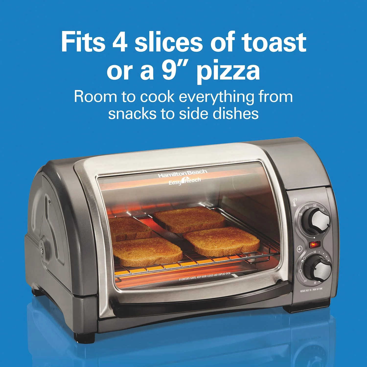 Easy Reach® 4 Slice Toaster Oven with Roll-Top Door - Image 3