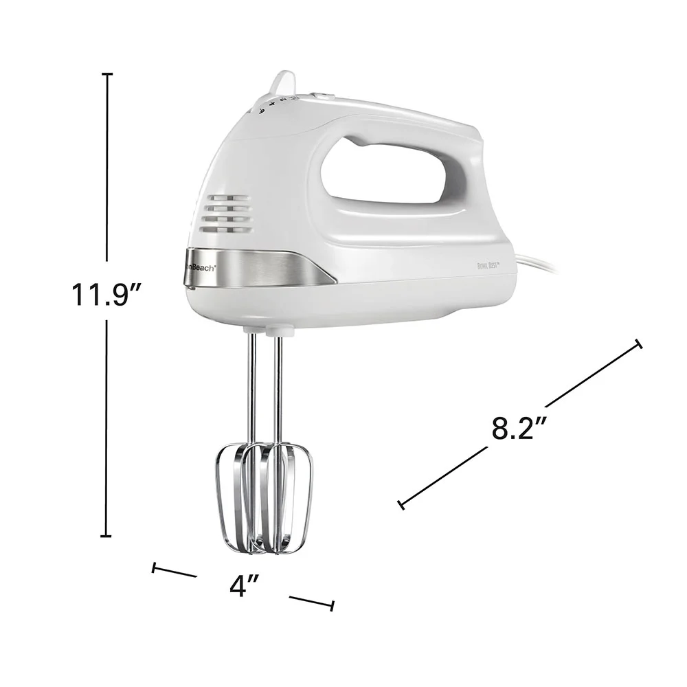 6 Speed Hand Mixer with Snap-On Case, White - Image 7