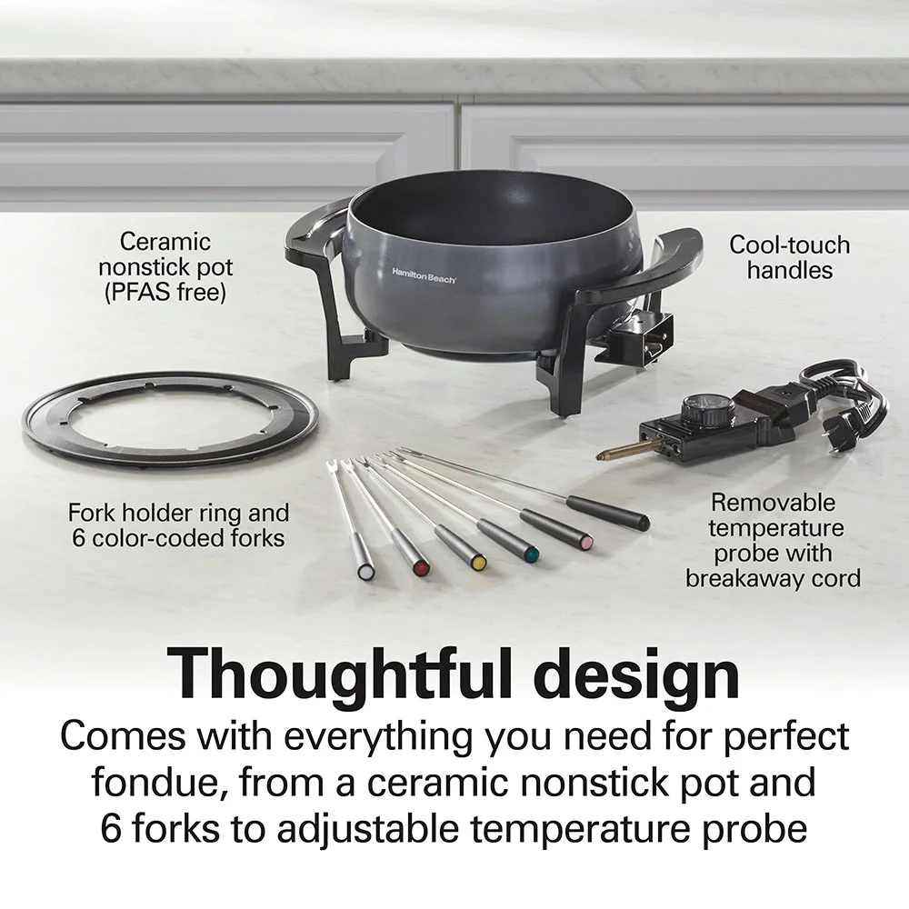 Fondue Pot, Gray and Black - Image 4