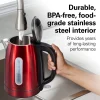 Stainless Steel Electric Kettle with LED Light Ring, Red - Image 5