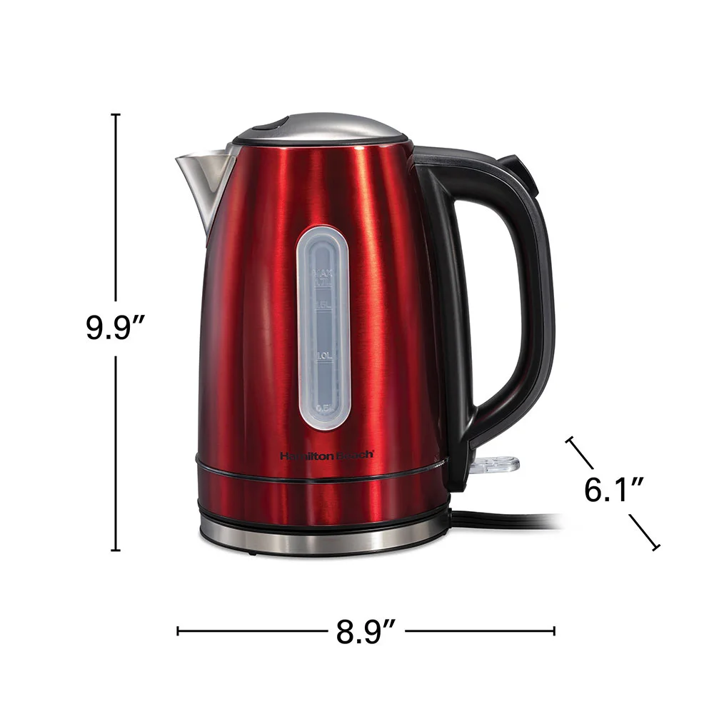 Stainless Steel Electric Kettle with LED Light Ring, Red - Image 8