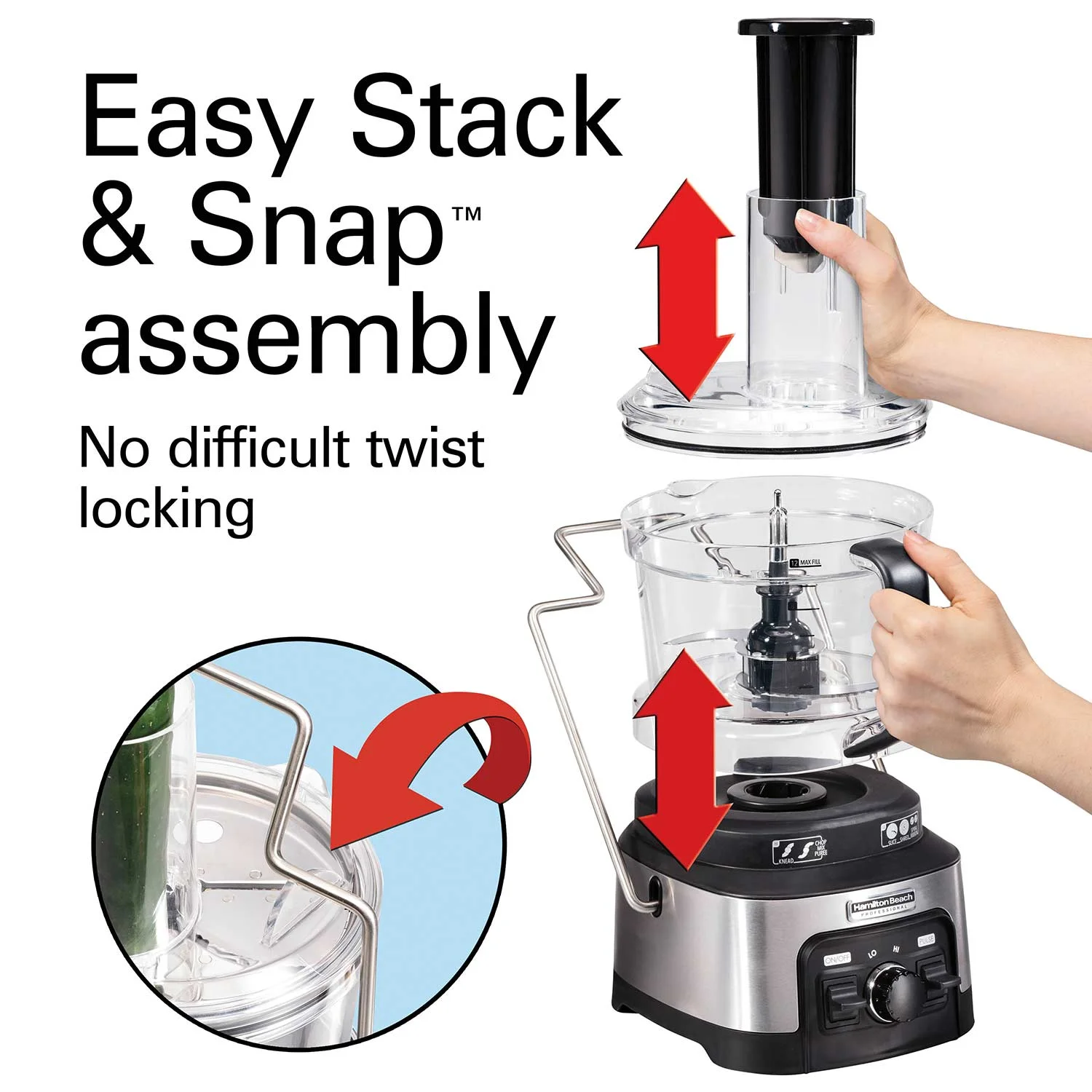 Hamilton Beach® Professional Spiralizing Stack & Snap™ Food Processor, 12 Cup, 70815 - Image 5