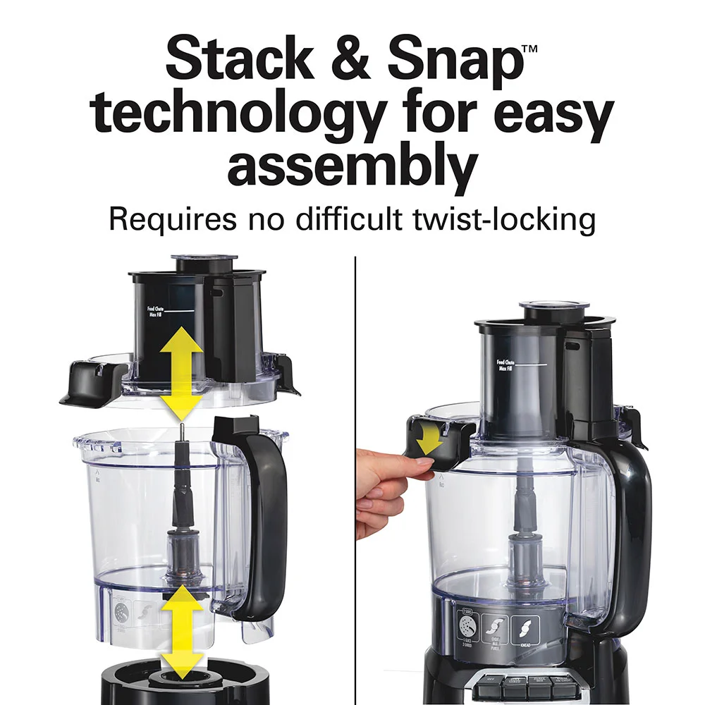Alternative view of Hamilton Beach® Stack & Snap™ Food Processor, 12 Cup Capacity, Black & Stainless, 70755