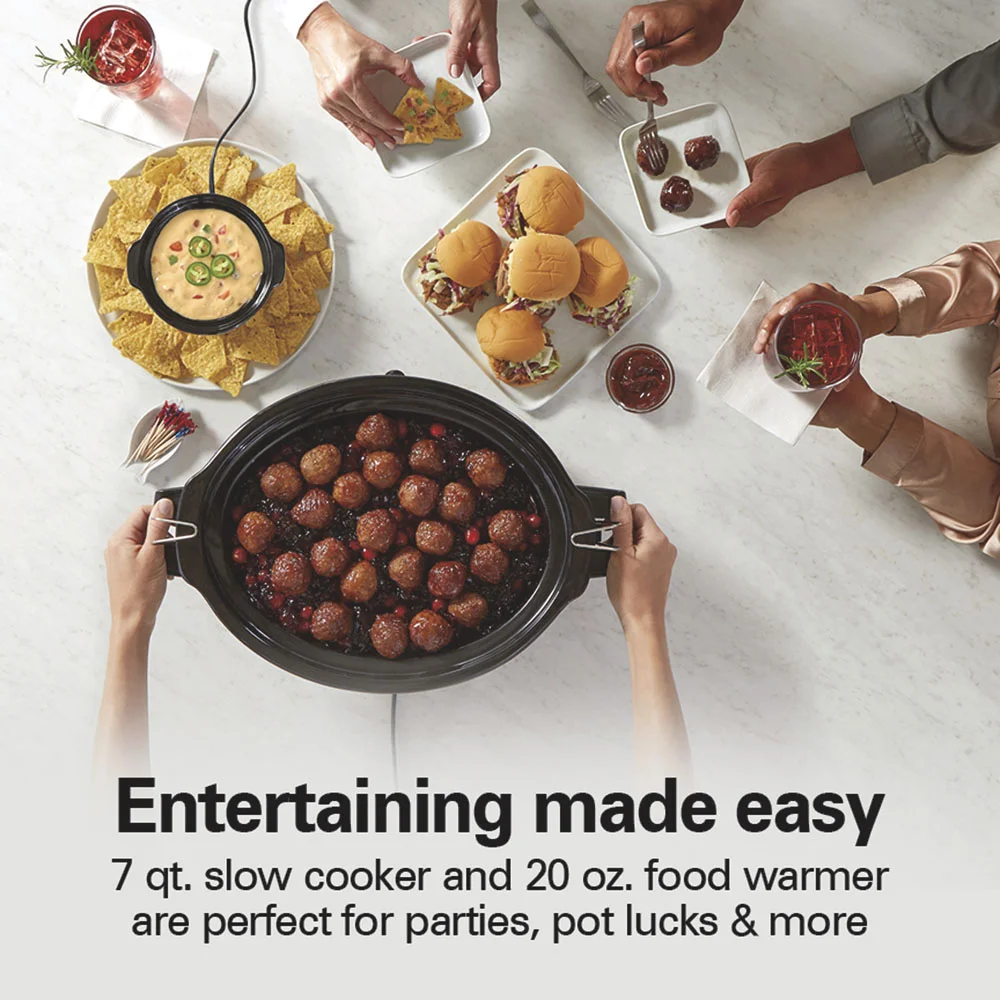 Alternative view of Programmable Stay or Go® Slow Cooker with Party Dipper™ Food Warmer, Red