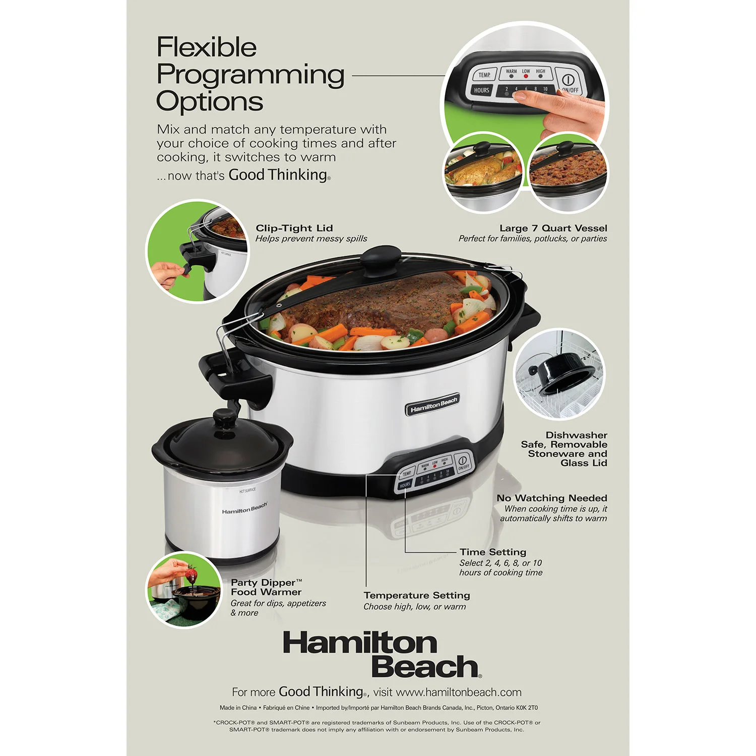 Stay or Go® Programmable 7 Qt. Slow Cooker with Party Dipper - Image 7