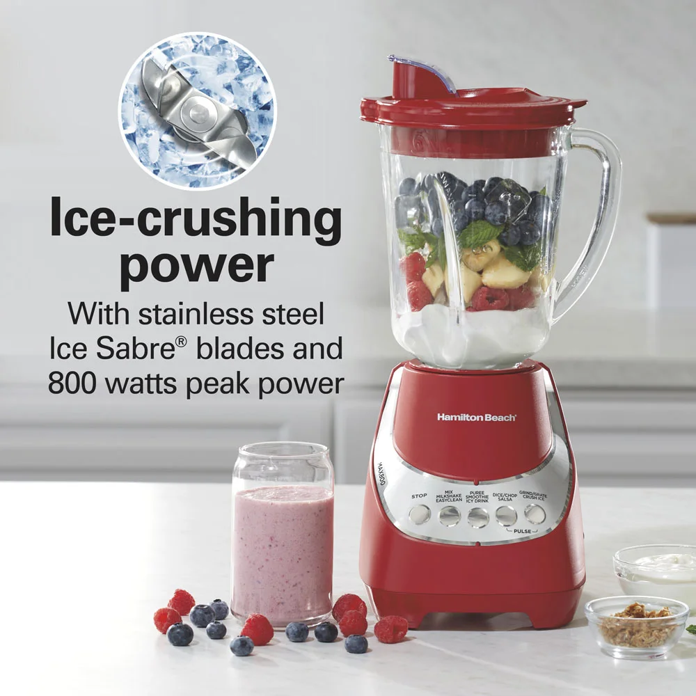 Alternative view of Wave~Action® Quiet Blender, Red