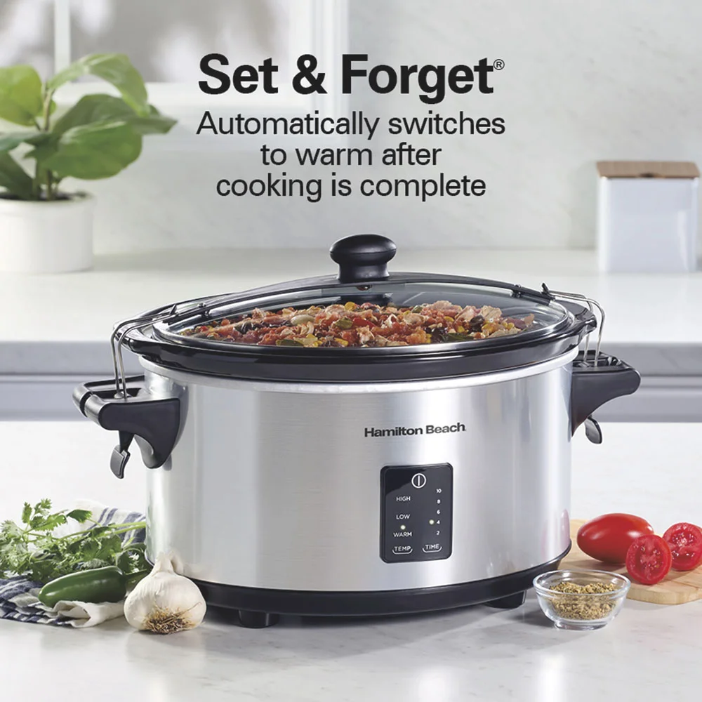 Programmable Stay or Go® Slow Cooker, Silver - Image 6