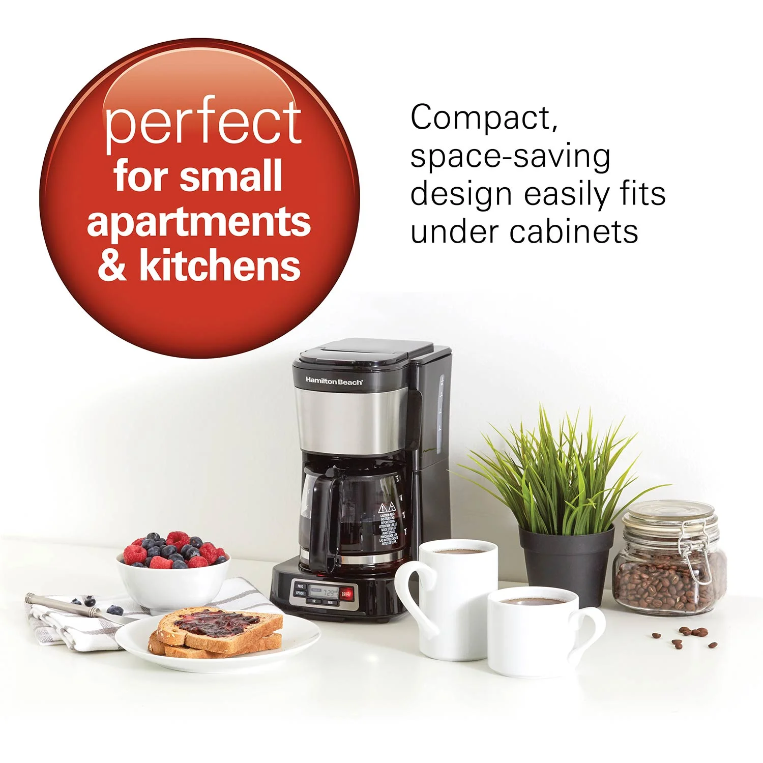 Alternative view of FrontFill® 5 Cup Compact Coffee Maker with Programmable Clock & Glass Carafe