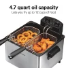 Deep Fryer, 4.5 Liters/19 Cup Oil Capacity Professional-Style with 2 Baskets - Image 2