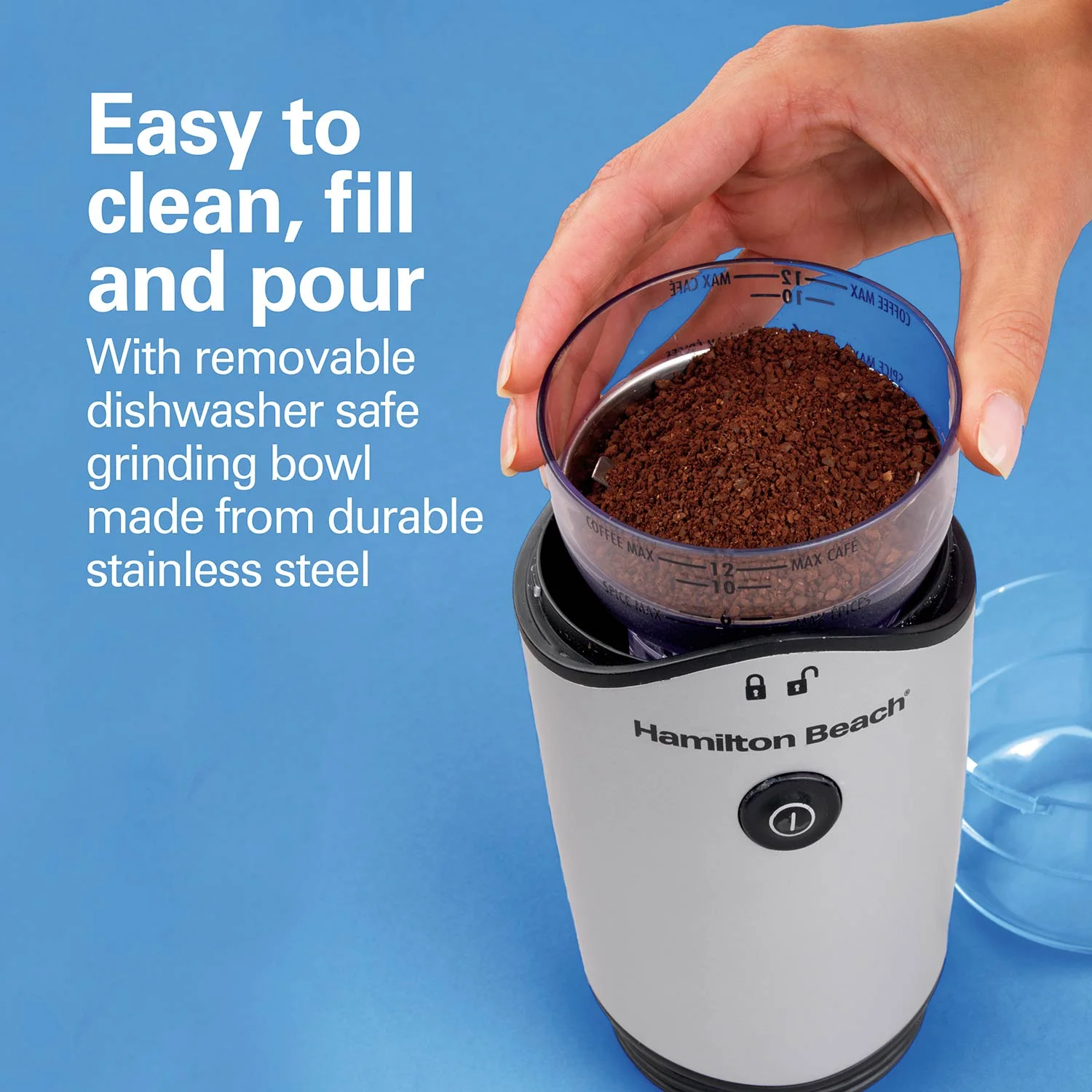 Alternative view of Hamilton Beach Coffee Grinder, Silver, 80350G