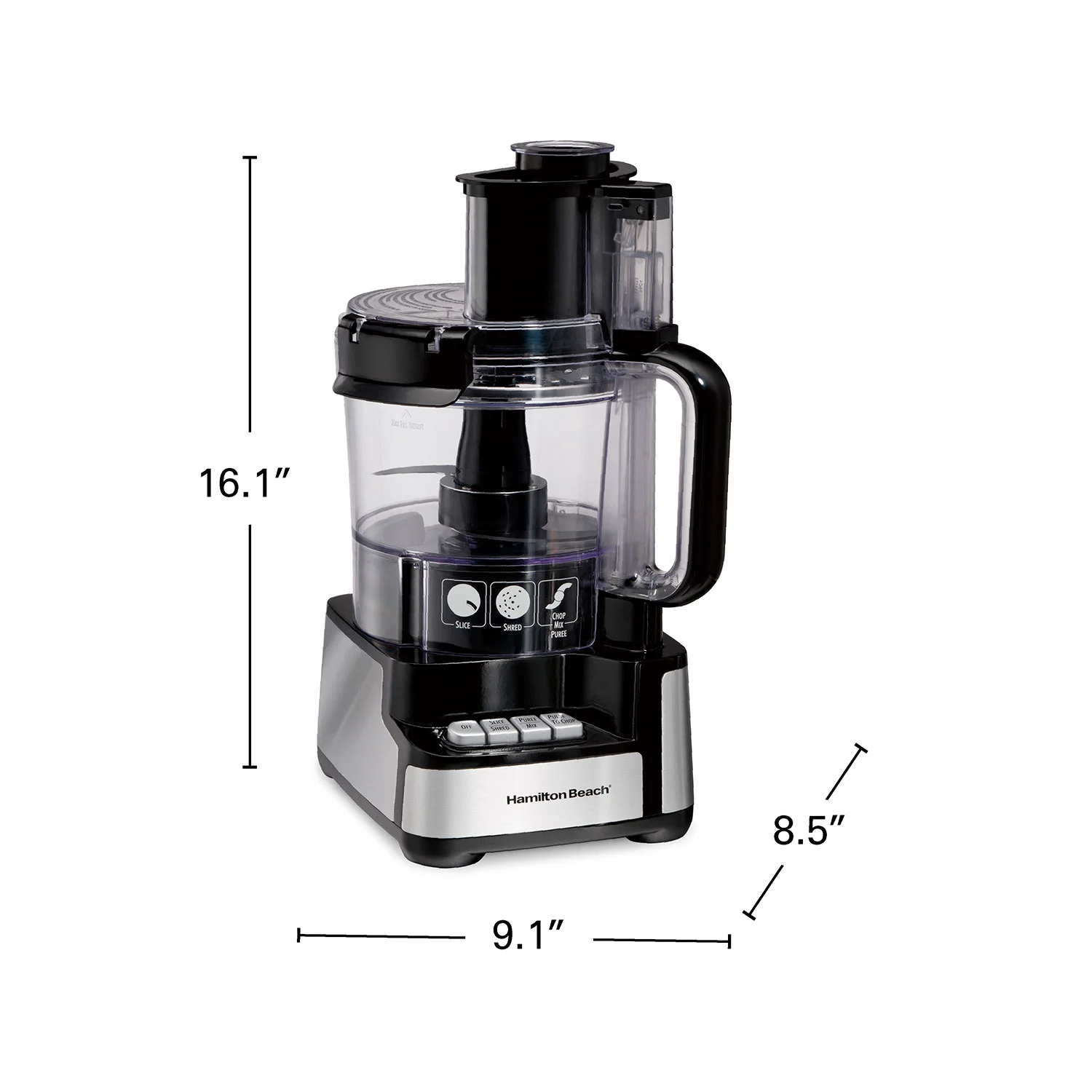 Hamilton Beach® Stack & Snap™ Food Processor, 12 Cup Capacity, Black & Stainless, 70725AG - Image 8