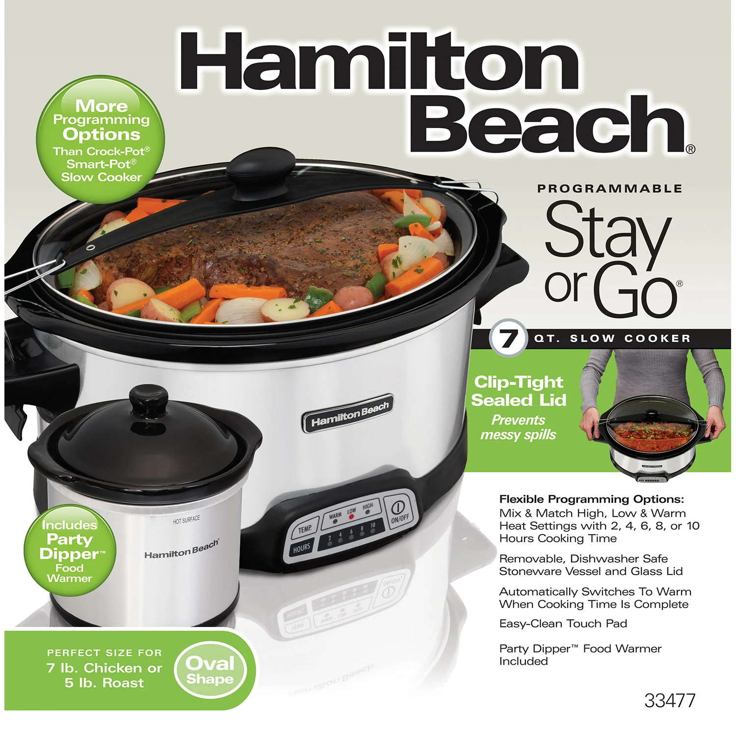 Stay or Go® Programmable 7 Qt. Slow Cooker with Party Dipper - Image 6