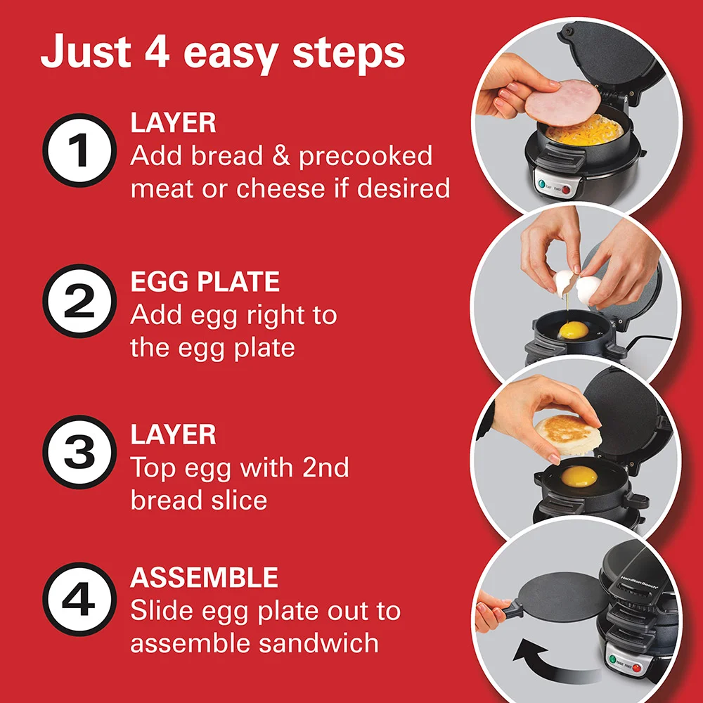 Breakfast Sandwich Maker, Black - Image 5