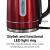 Stainless Steel Electric Kettle with LED Light Ring, Red - Image 2