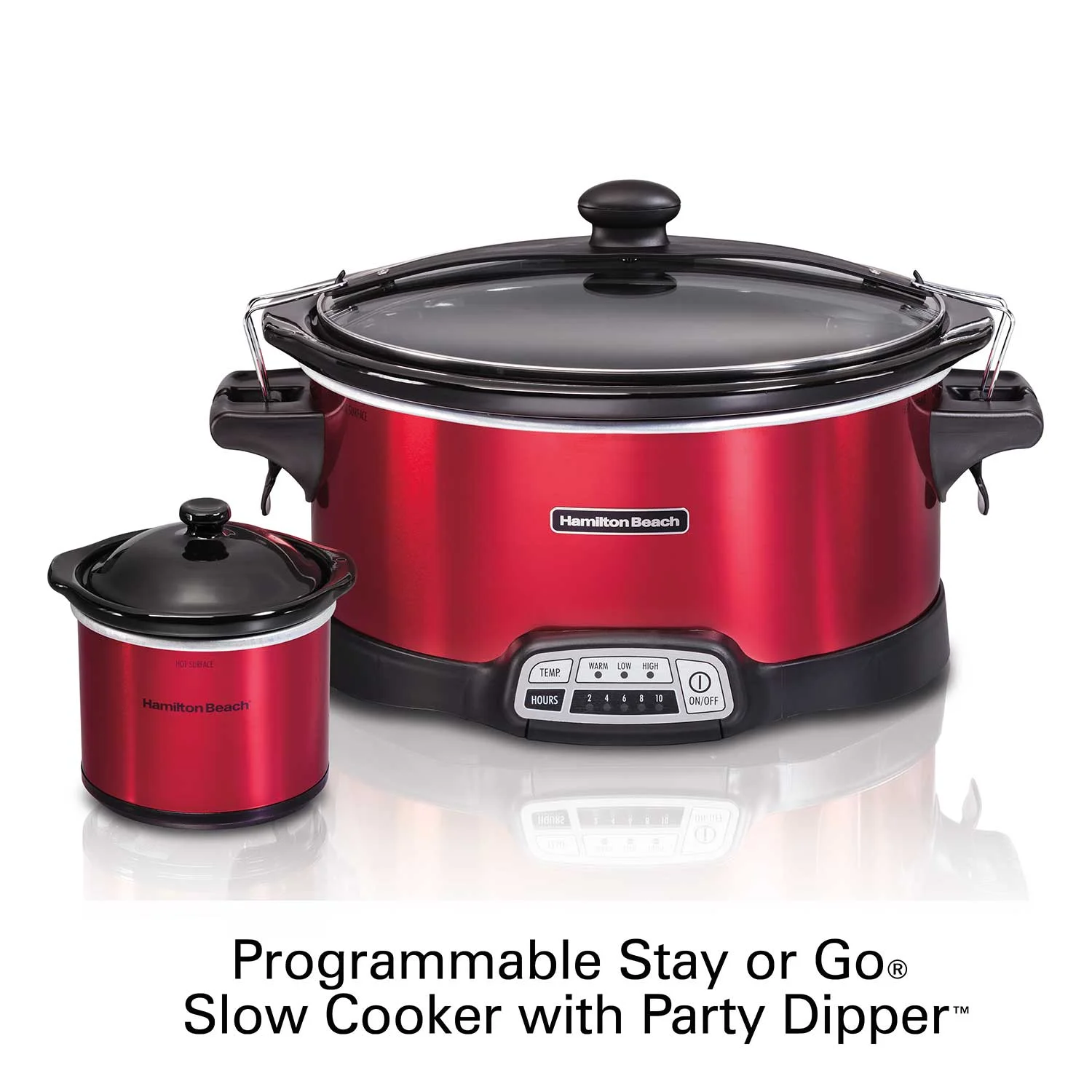 Alternative view of Stay or Go® Programmable Slow Cooker with Party Dipper, Red