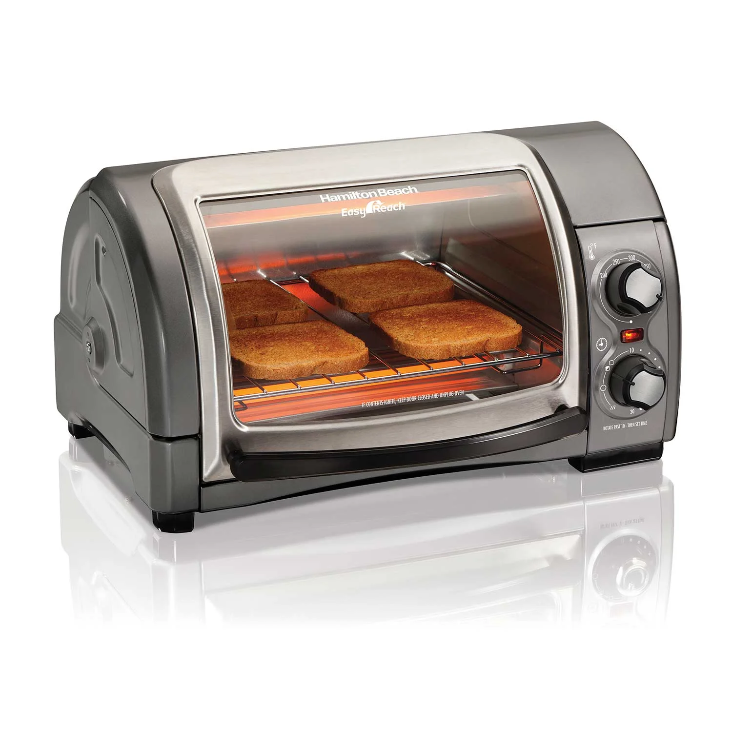 Easy Reach® 4 Slice Toaster Oven with Roll-Top Door