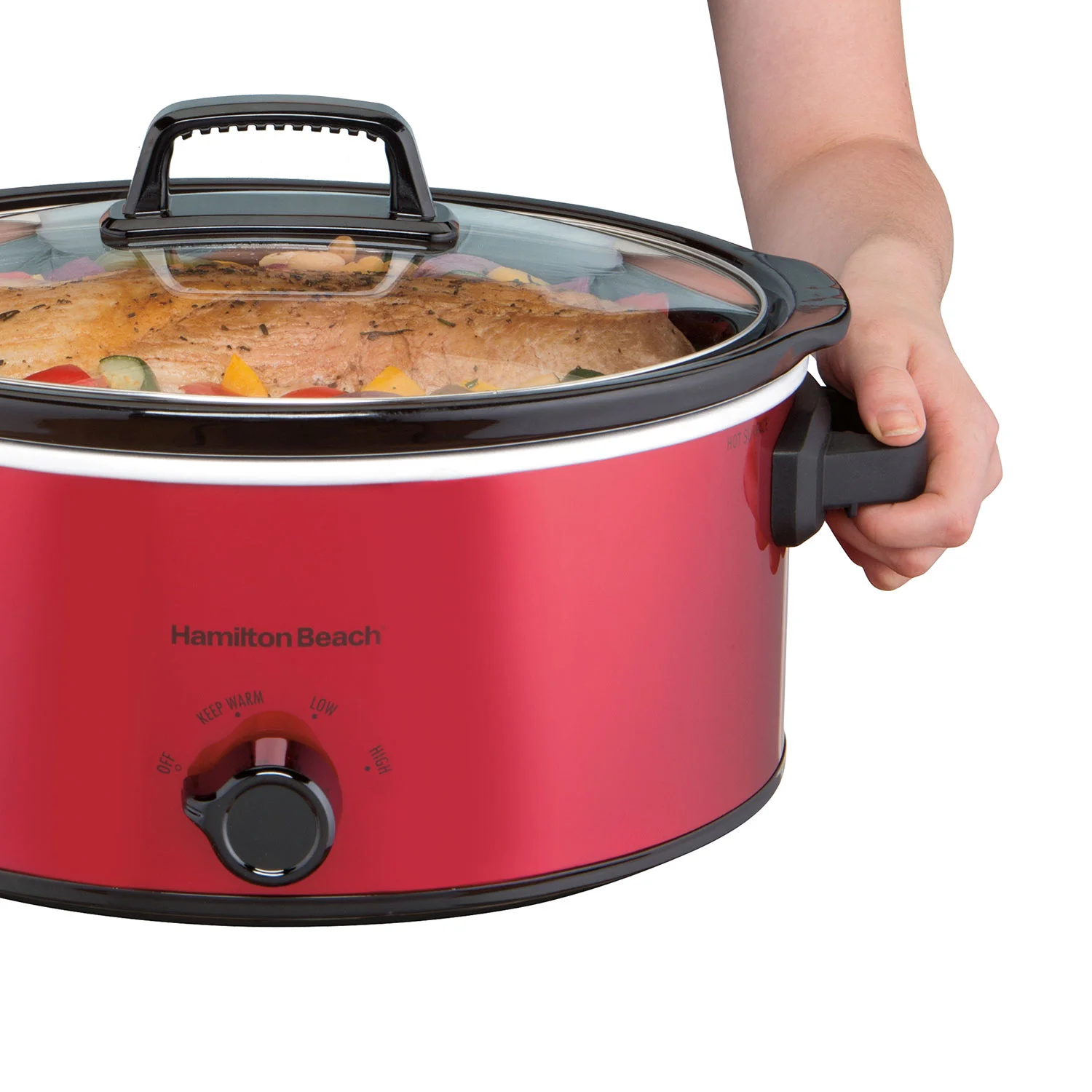 6 Quart Oval Slow Cooker, Red - Image 4
