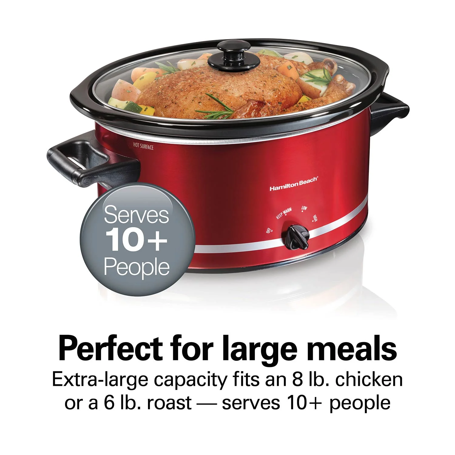 Alternative view of 8 Quart Slow Cooker, Red