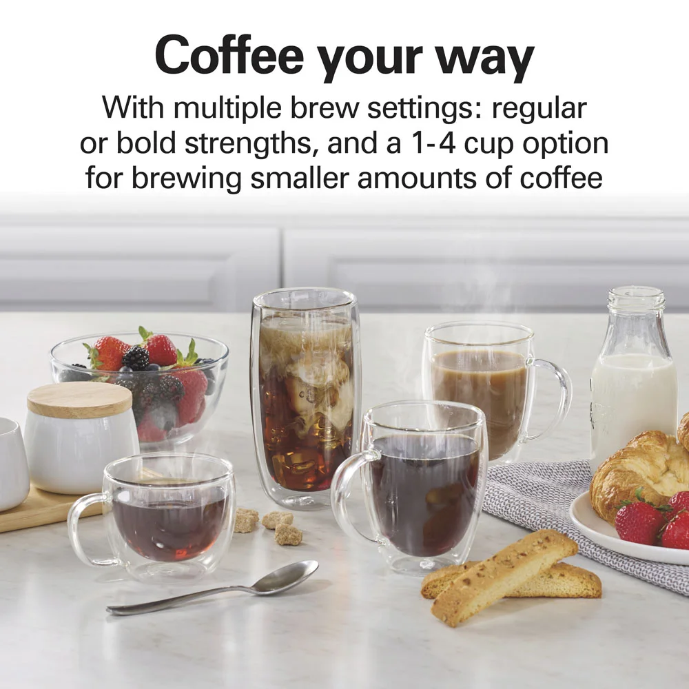 12 Cup Programmable Coffee Maker, Matte Black - Image 3