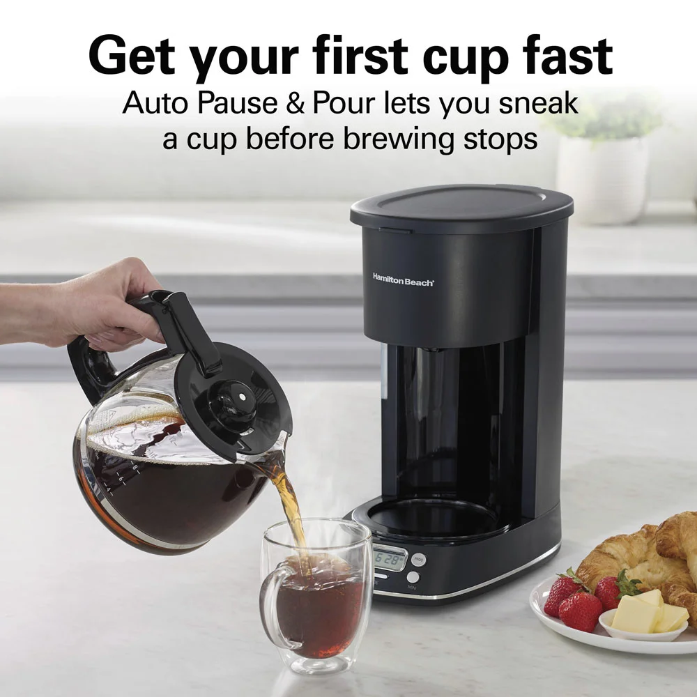 12 Cup Programmable Coffee Maker, Black with Chrome Accents - Image 5