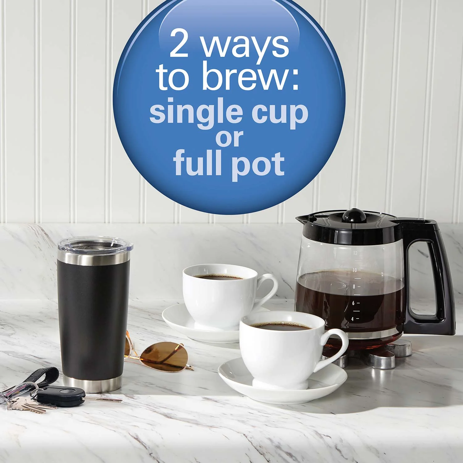 Alternative view of 2-Way Coffee Maker, Single-Serve &12 Cup Carafe, Stainless