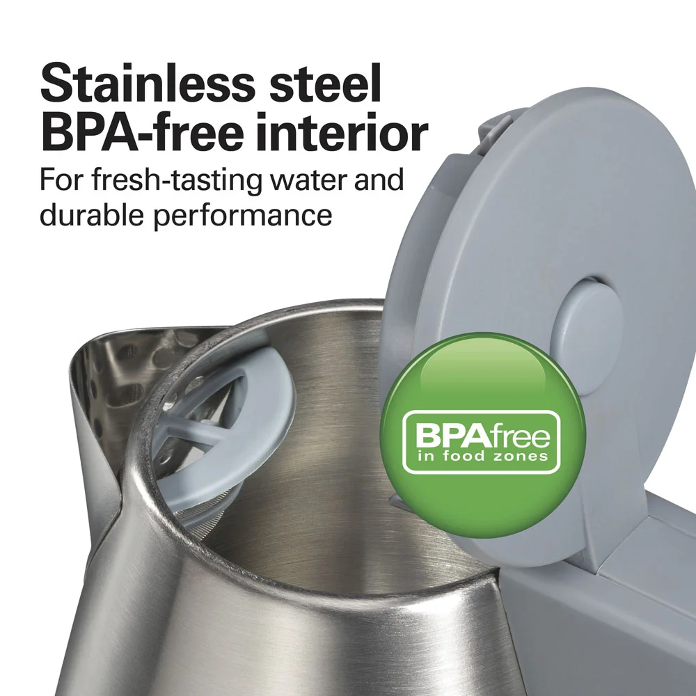 1 Liter Electric Kettle, Gray & Stainless - Image 7