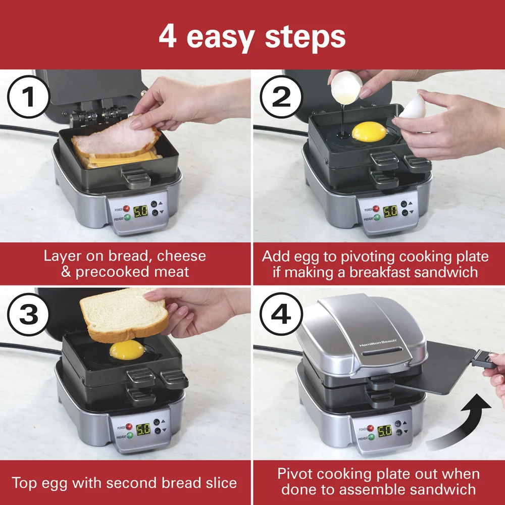 Sandwich Stacker™ Hot Sandwich Maker, Silver - Image 4
