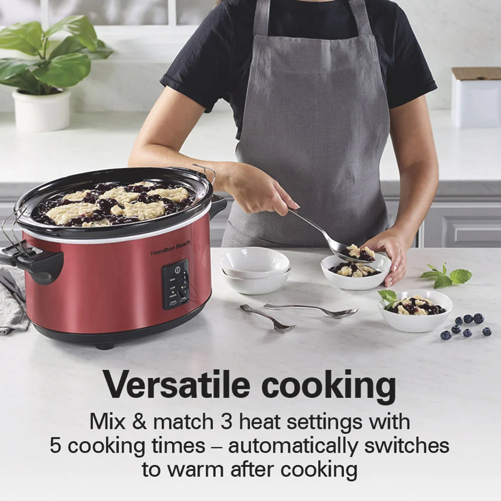 Programmable Stay or Go® Slow Cooker with Party Dipper™ Food Warmer, Red - Image 5