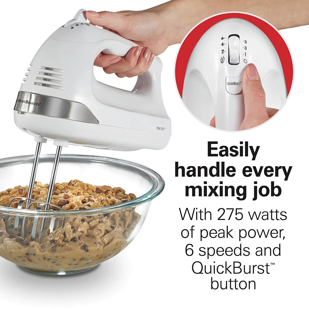 Alternative view of 6 Speed Hand Mixer with Snap-On Case, White