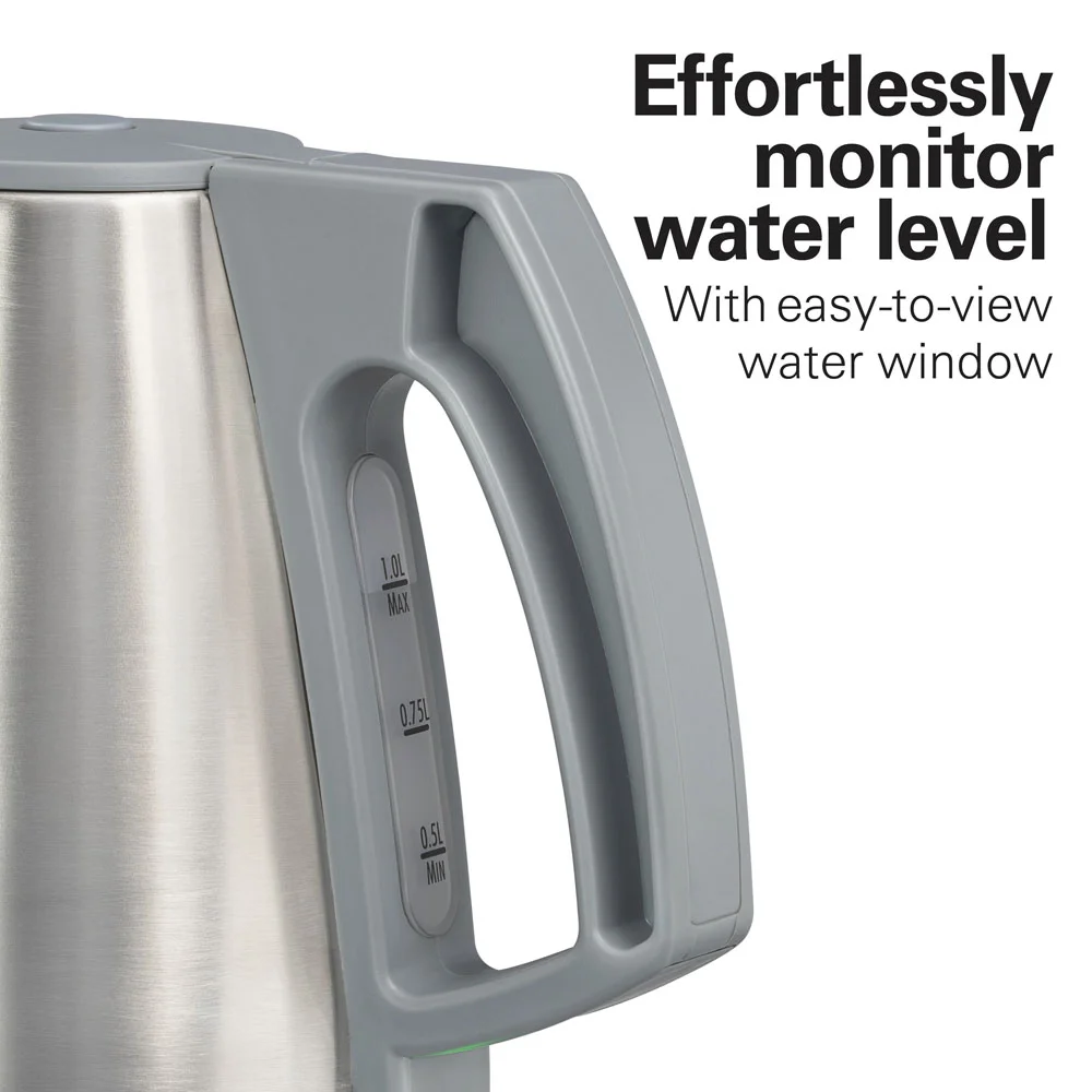 1 Liter Electric Kettle, Gray & Stainless - Image 5