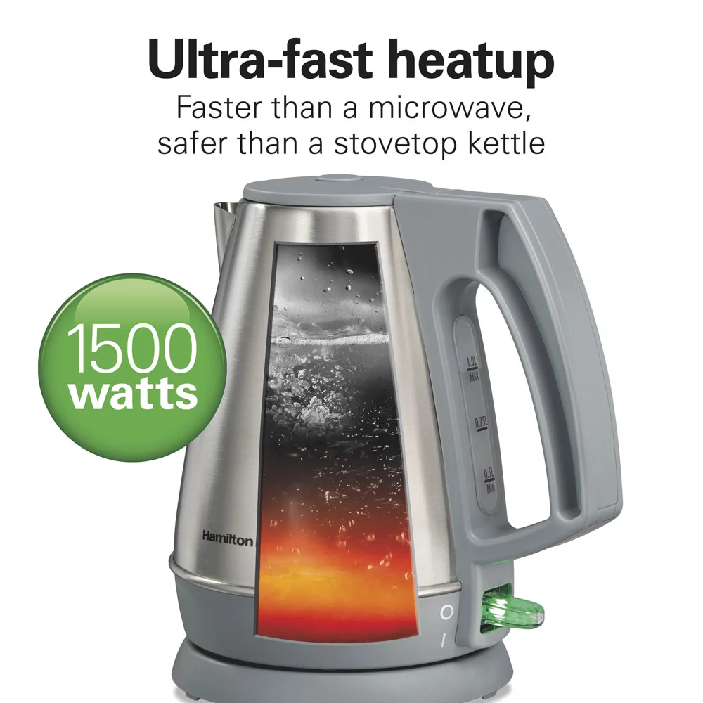 Alternative view of 1 Liter Electric Kettle, Gray & Stainless